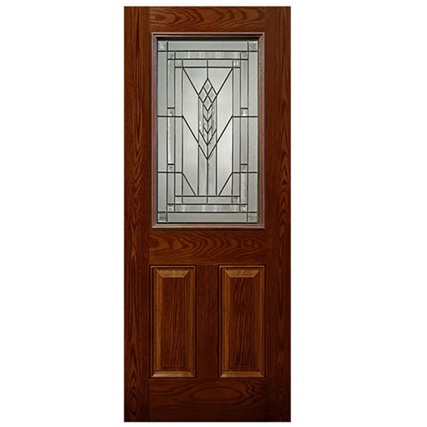 China Moonlitdoors Manufacturer 1/2 Light 2 Panel Fiberglass Entry Door